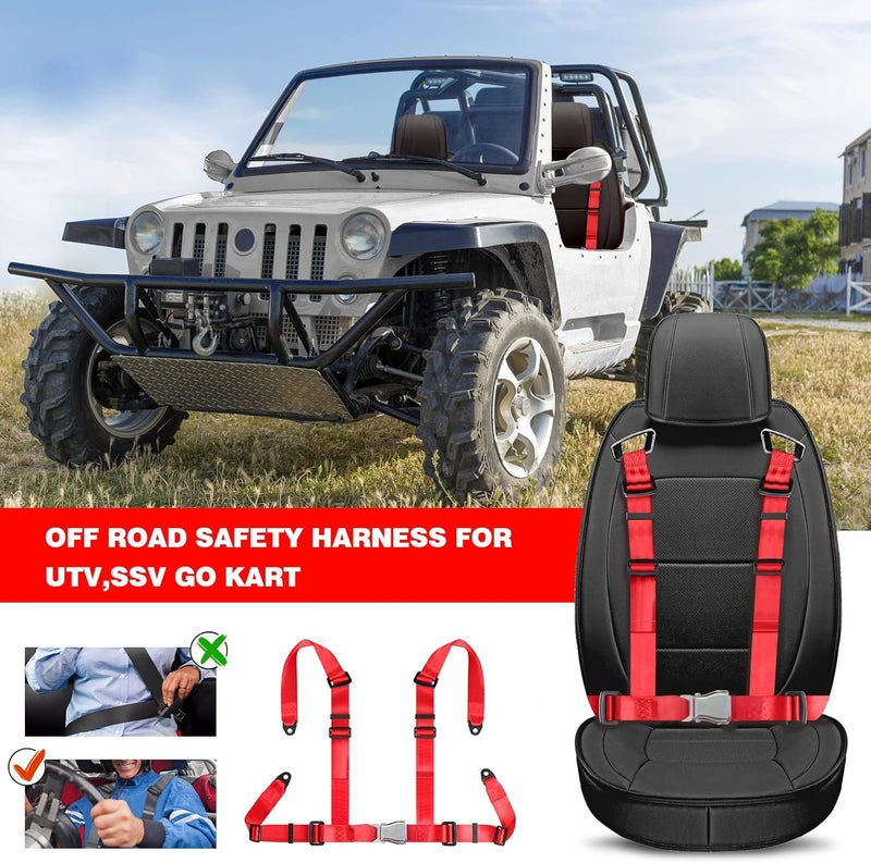 Yakitoko Universal 4 point Safety Harness Set 2" Fits Go Kart,UTV,ATV,Racing Red - Image 2